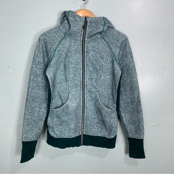Lululemon Green Scuba Hoodie Sweater Zip Up Sz 6 - Picture 1 of 6